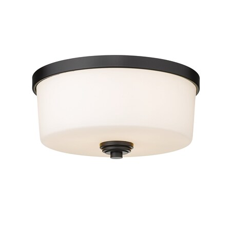 Z-Lite Arlington 3 Light Flush Mount, Matte Black & Matte Opal 220F3-MB
